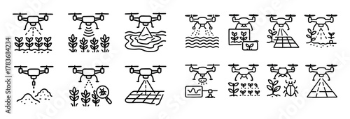 Agricultural Drone Icons