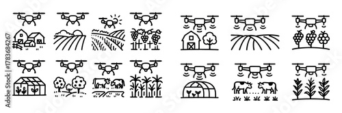 Agricultural Drone Icons