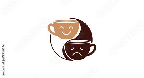 The duality of coffee: a visual representation of mood swings and emotional balance, two stylized