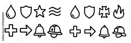 Firefighting Doodle Icons Grid