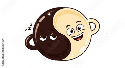 Humorous Yin Yang Inspired Coffee Cups Expressing Contrasting Moods Concept
