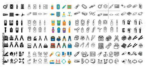 Diverse icon set featuring tools and appliances