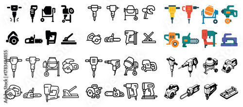 Various construction tools icons set