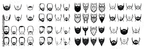 Various beard and mustache styles illustration
