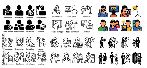 Diverse photography roles and equipment illustration
