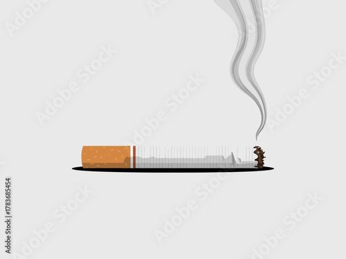 A creative and stylized illustration of a cigarette with smoke curling upward, providing a conceptual perspective on smoking, its impacts, and artistic interpretations of addiction.
