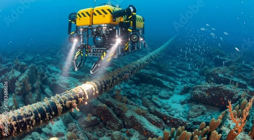 Underwater Cable Inspection by ROV, Repairing Subsea Internet Data Line