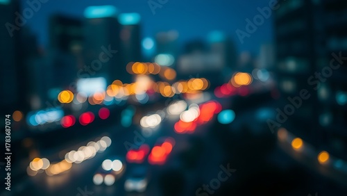 electic. Abstract urban nightscape with glowing city lights and bokeh, blending cool tones and warm highlights. travel magazines.
