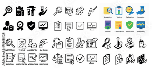 Quality control icons for inspection and certification
