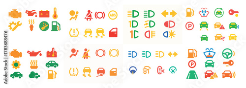Car dashboard warning light icons and symbols