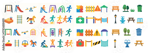 Colorful playground icons set for design projects
