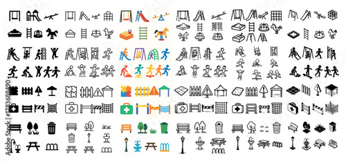 Playground equipment and activity icons collection