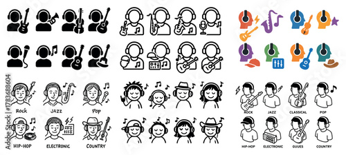 Musical icons: diverse styles and genres illustrated