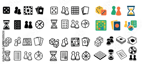 Icon set collection: board game elements and patterns