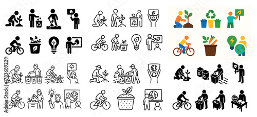 Eco-friendly activities and environmental icons