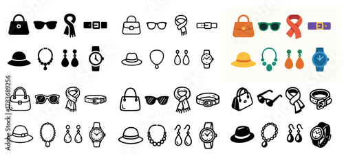 Fashion accessories icons collection