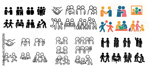 Group collaboration icons in various styles