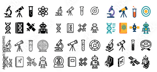 Science and technology icons collection