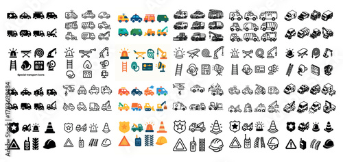 Various vehicle and transport icons collection