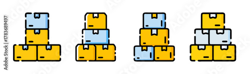 Stacked cardboard boxes, shipping and delivery concept illustration