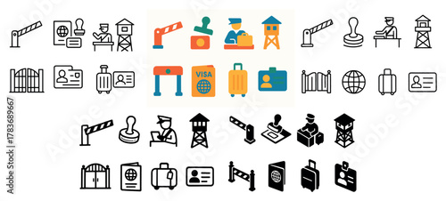 Immigration and security icons collection