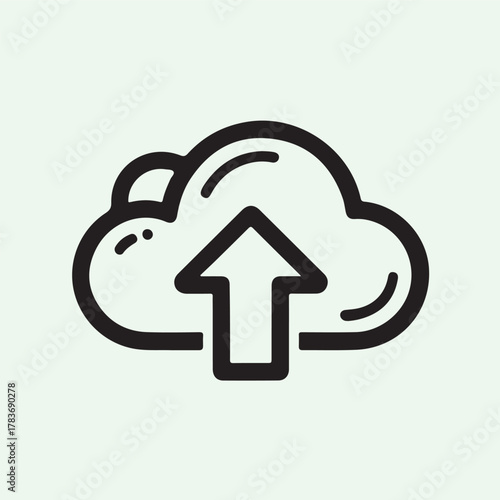 Cloud upload icon with upward arrow for data storage and file transfer
