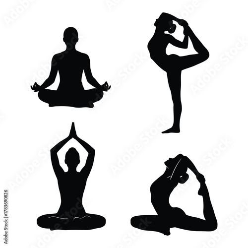 Yoga pose silhouettes