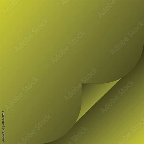 Abstract yellow green gradient background with curled corner effect