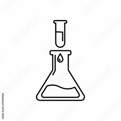 Laboratory Flask with Dropper Icon – Science Experiment, Chemistry Research, Medical Lab Vector Illustration