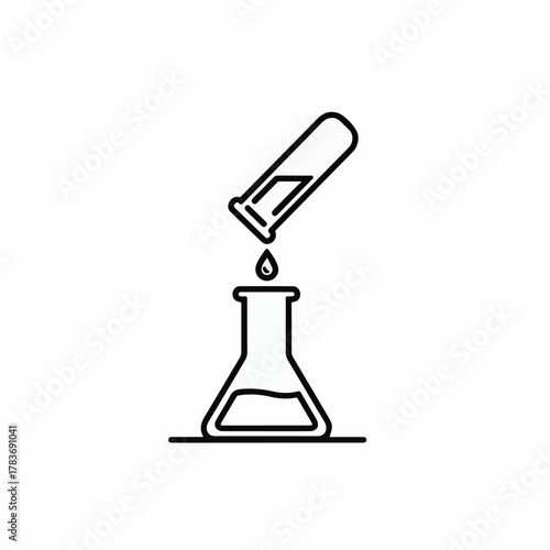 Laboratory Flask with Dropper Icon – Science Experiment, Chemistry Research, Medical Lab Vector Illustration