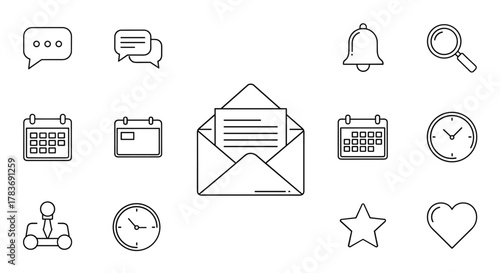 Open envelope with letter line icon, outline vector sign, linear style pictogram isolated on white background. Message symbol, logo illustration, editable stroke. Communication and notification