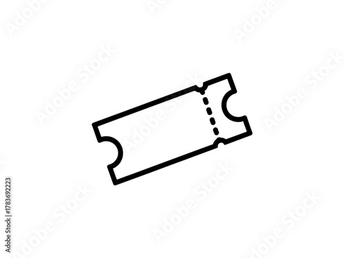 This minimalist design features a ticket icon on a white background, emphasizing simplicity and clarity, suitable for events, travel, or entertainment purposes.