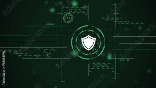 futuristic user interface for system protection and security status. cyber attack alert and active defense system concept. future of data security: a high-tech hud animation.