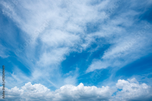 blue sky and white clouds.