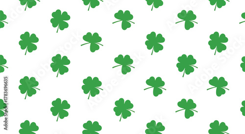 Green four leaf clover pattern vector st patrick s day lucky charm seamless background