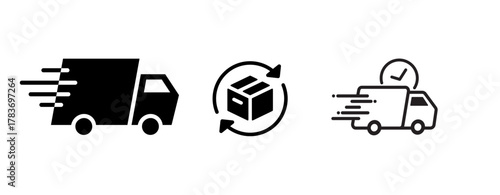 Delivery and Logistics Icon Set – Package, Shipping, and Supply Chain Concept