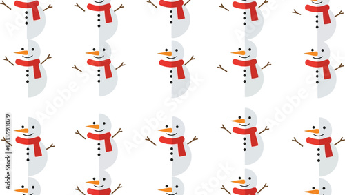Christmas seamless snowman pattern: waving winter holiday character background for kids.
