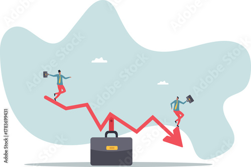 Stock market plunge, cryptocurrency or forex trading price decline, bear market.about a man and his life.