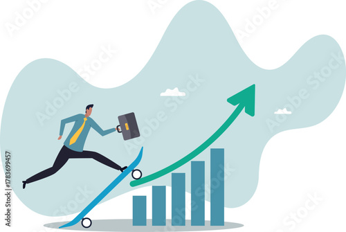 Growth for success, growing business to achieve goal, progress or improvement, career development or financial profit earning,about a man and his life.