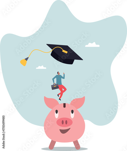 Education fund, cost and expense in books, course study, saving money to achieve degree and graduation.about a man and his life.