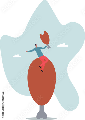 Man eating chicken leg. Food and meat products concept.