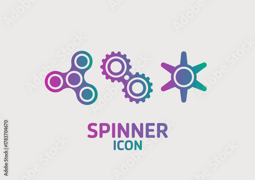 The stylized fidget spinner icon is designed with vibrant colors and sleek lines exemplifying the trends of relaxation tools, suitable for stress relief and playful engagement.