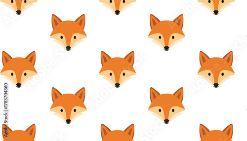 Cute orange fox face seamless pattern background vector illustration graphic design textile print.