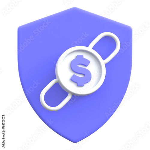 Financial security concept of money protection shield flat 3D icon