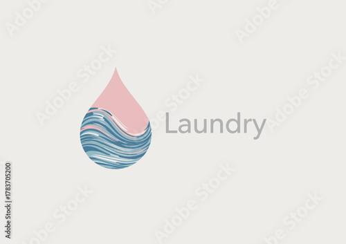 This logo presents a stylish depiction of a water droplet combined with wavy lines, symbolizing freshness and cleanliness associated with laundry services.