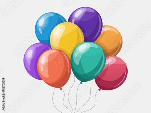 This vibrant image features an assortment of colorful balloons, representing joy and celebration, suitable for various festive occasions and events in a lively atmosphere.