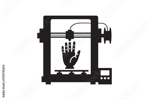 3d printer creating human hand silhouette Modern 3d printing technology concept art