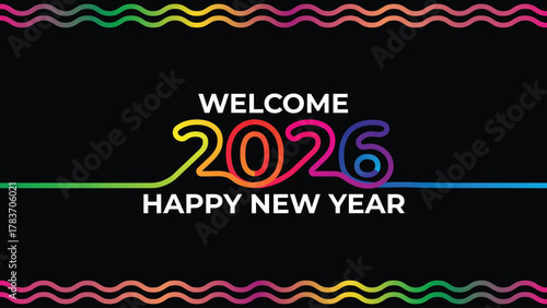 Celebrate the vibrant arrival of the new year 2026 with colorful abstract design