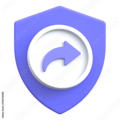 Share symbol on shield with arrow flat 3D icon