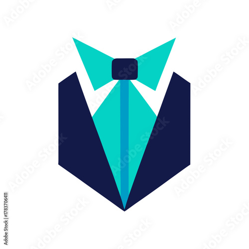 Elegant stylized business suit jacket with bowtie vector icon